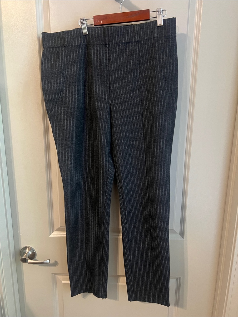 Women’s Pinstripe Ankle Pants - Dark Gray